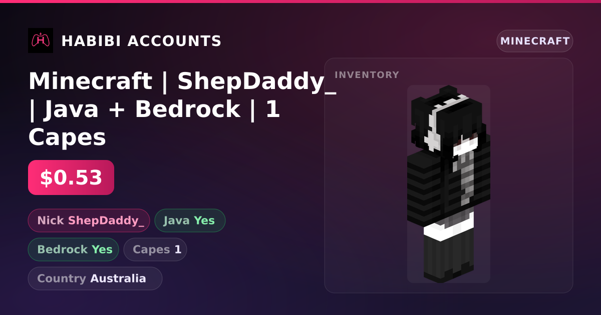 Minecraft | ShepDaddy_ | Java + Bedrock | 1 Capes — HabibiAccounts