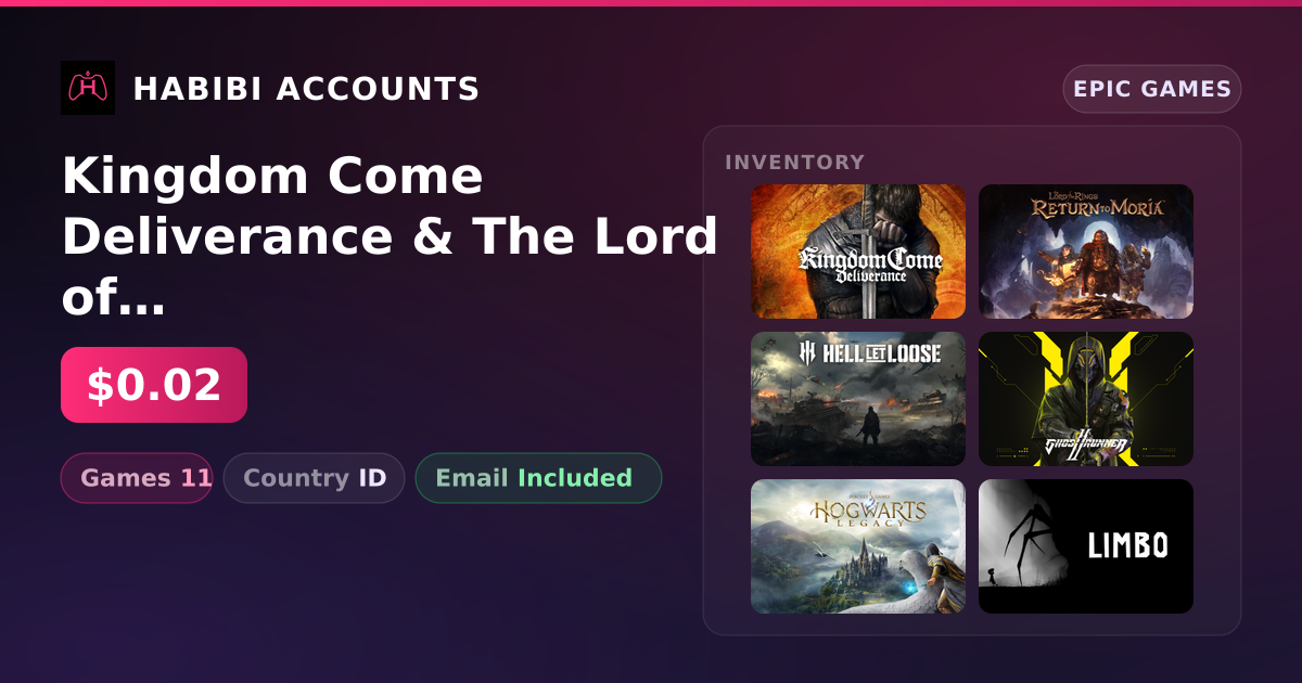 Kingdom Come Deliverance & The Lord of The Rings Return to Moria | 11 Games — HabibiAccounts