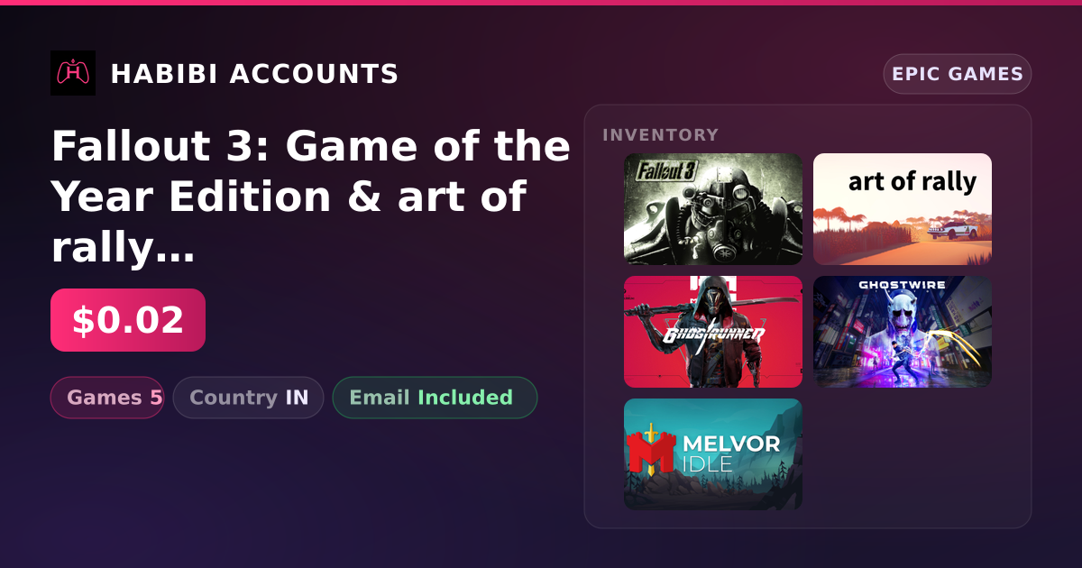 Fallout 3: Game of the Year Edition & art of rally | 5 Games — HabibiAccounts