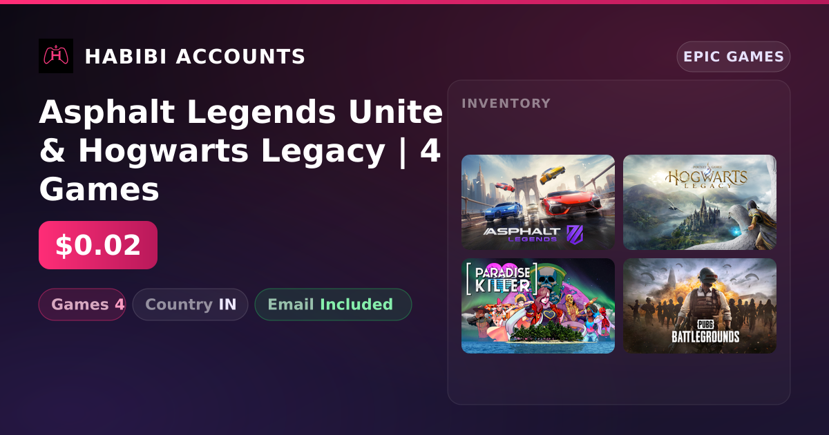 Asphalt Legends Unite & Hogwarts Legacy | 4 Games — HabibiAccounts