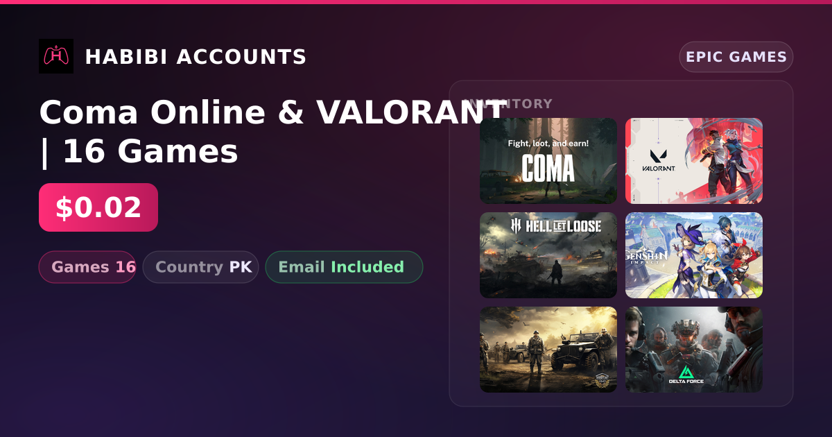 Coma Online & VALORANT | 16 Games — HabibiAccounts