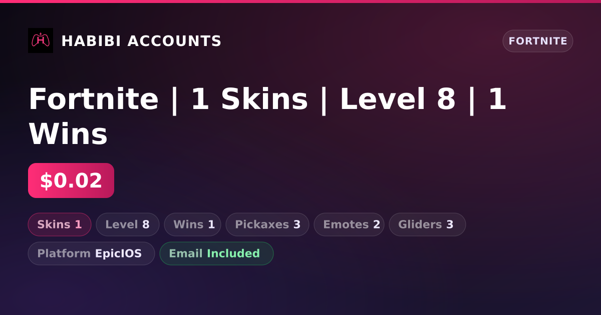 Fortnite | 1 Skins | Level 8 | 1 Wins — HabibiAccounts