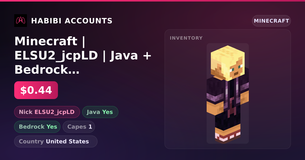 Minecraft | ELSU2_jcpLD | Java + Bedrock | 1 Capes — HabibiAccounts