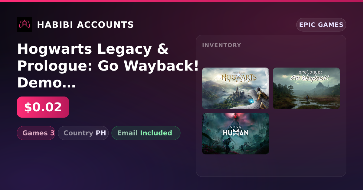Hogwarts Legacy & Prologue: Go Wayback! Demo | 3 Games — HabibiAccounts