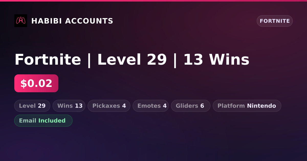Fortnite | Level 29 | 13 Wins — HabibiAccounts