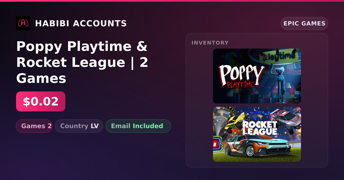 Poppy Playtime & Rocket League | 2 Games — HabibiAccounts