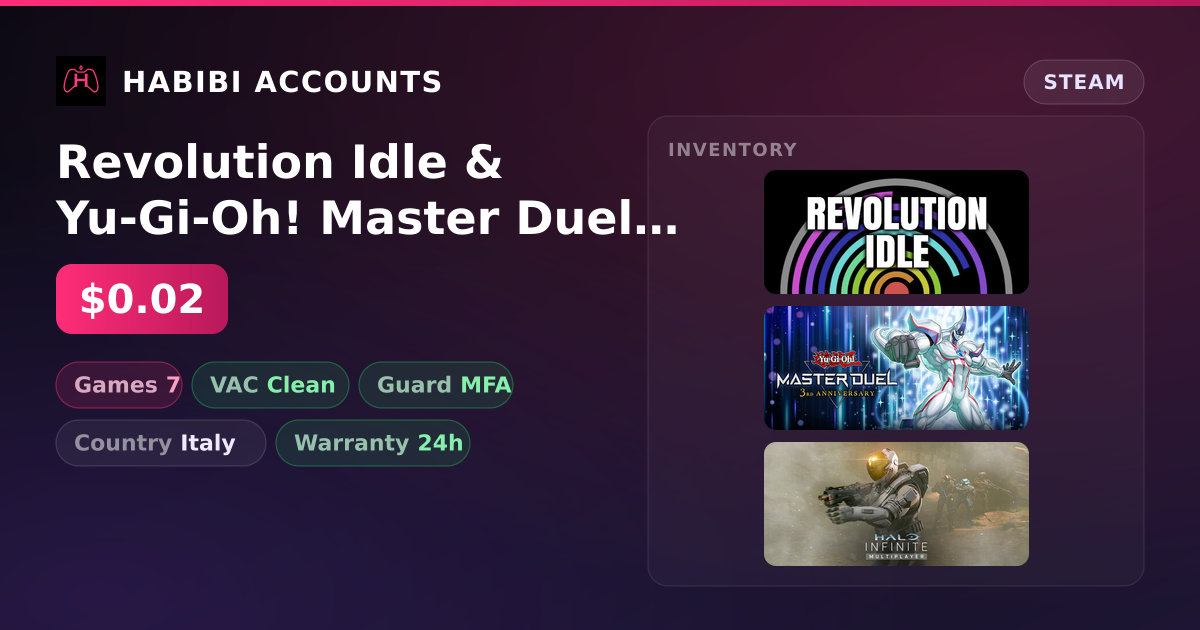 Revolution Idle & Yu-Gi-Oh! Master Duel | Clean — HabibiAccounts