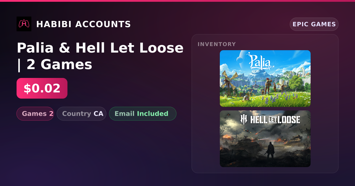 Palia & Hell Let Loose | 2 Games — HabibiAccounts