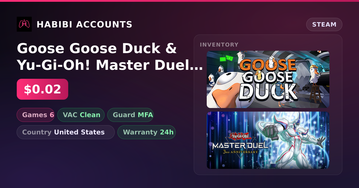 Goose Goose Duck & Yu-Gi-Oh! Master Duel | Clean — HabibiAccounts