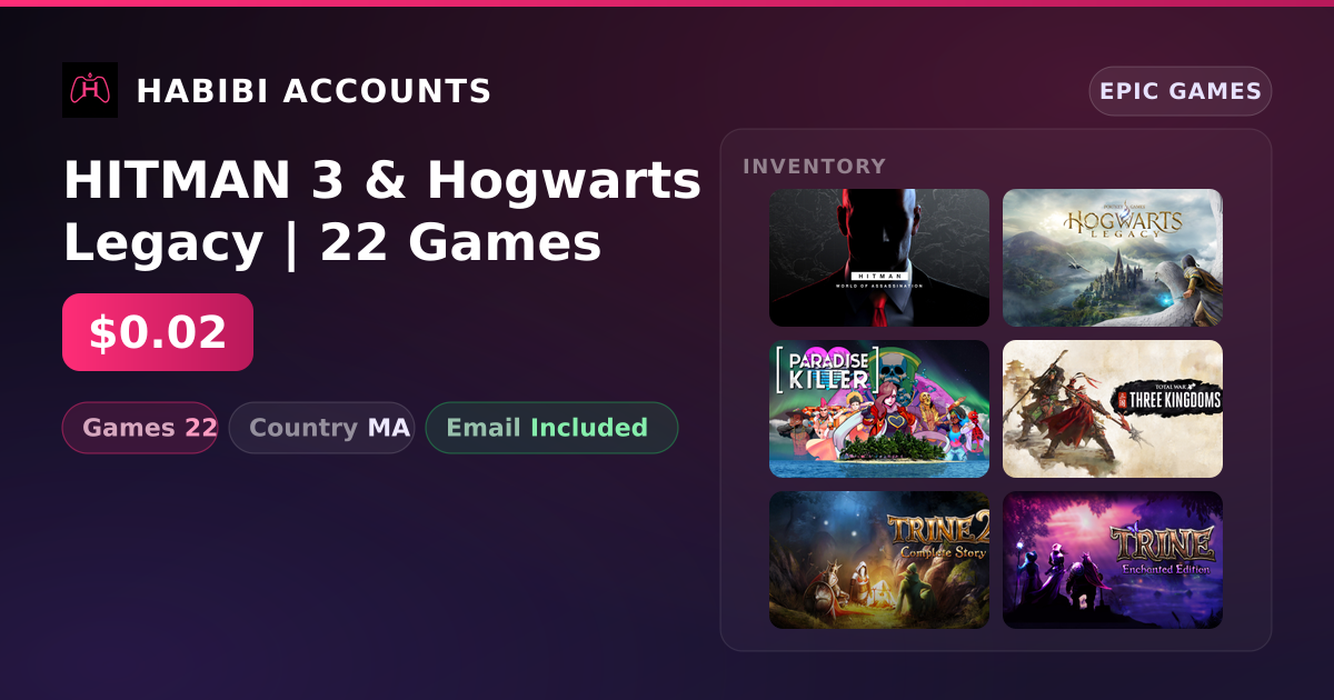 HITMAN 3 & Hogwarts Legacy | 22 Games — HabibiAccounts