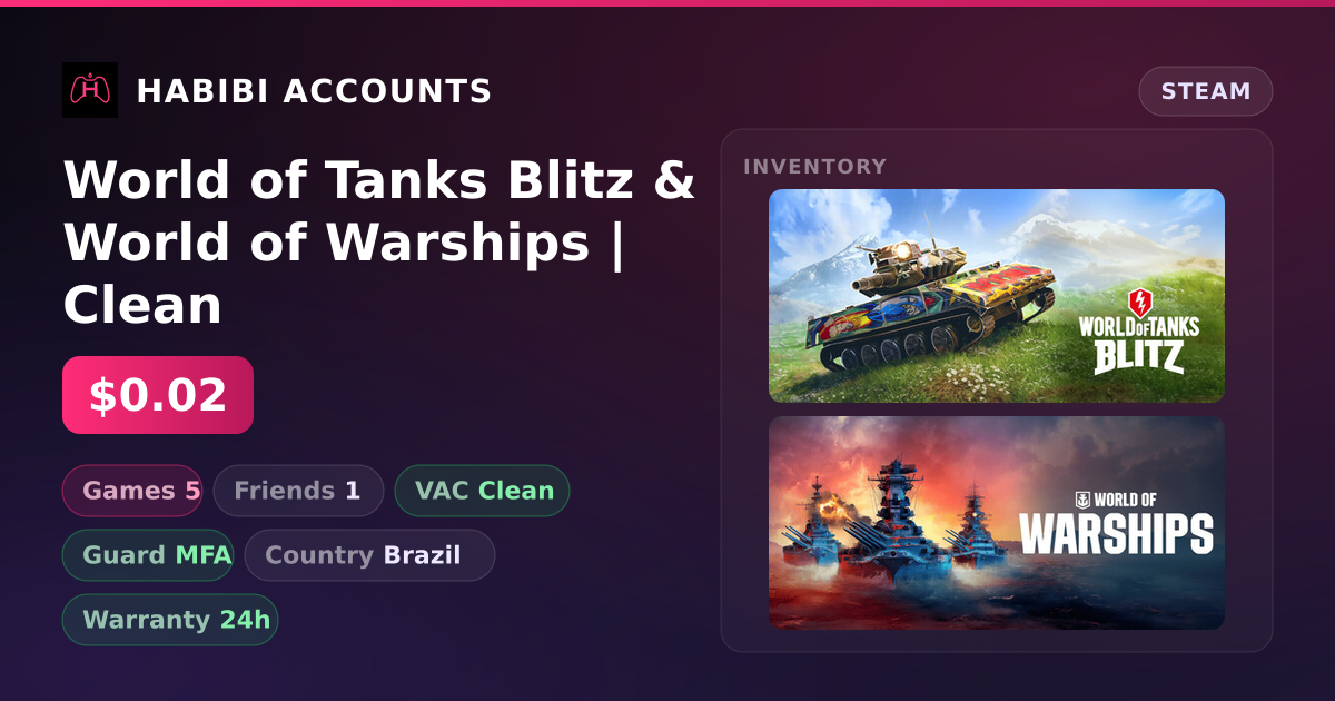 World of Tanks Blitz & World of Warships | Clean — HabibiAccounts