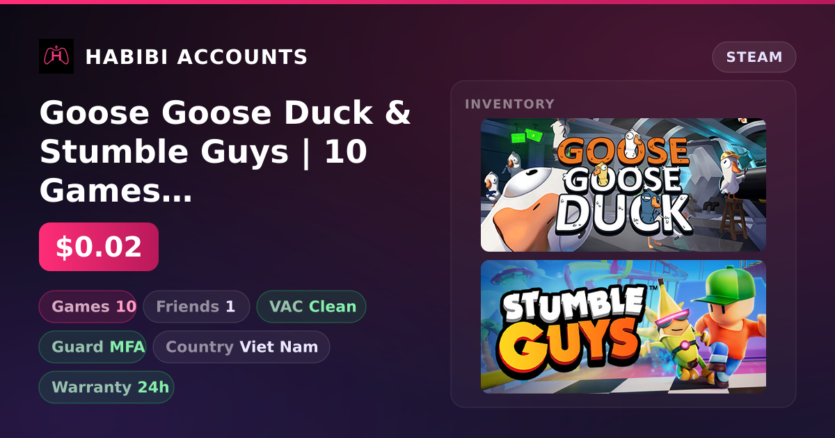 Goose Goose Duck & Stumble Guys | 10 Games | Clean — HabibiAccounts