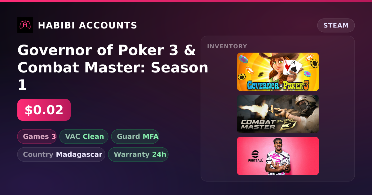 Governor of Poker 3 & Combat Master: Season 1 — HabibiAccounts
