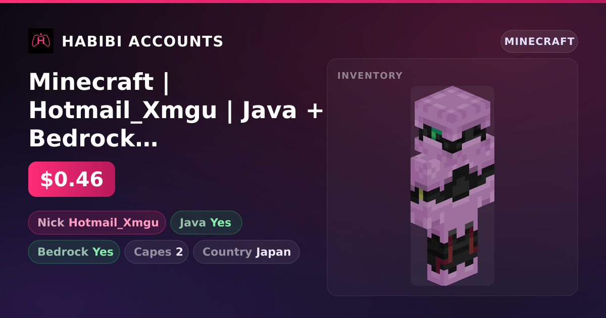 Minecraft | Hotmail_Xmgu | Java + Bedrock | 2 Capes — HabibiAccounts