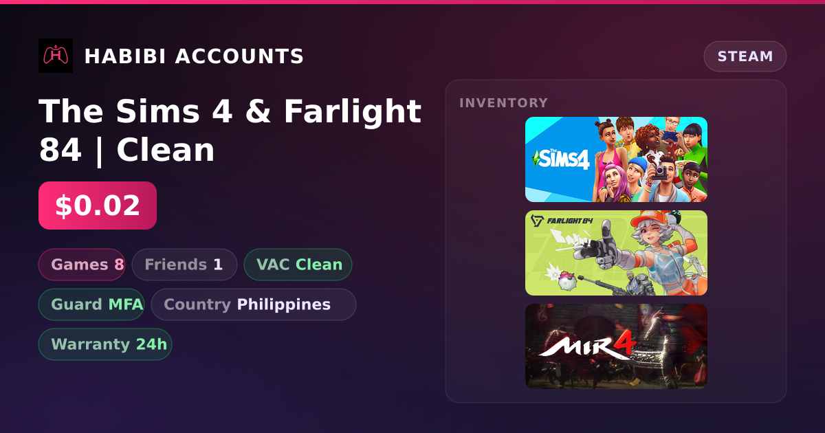 The Sims 4 & Farlight 84 | Clean — HabibiAccounts