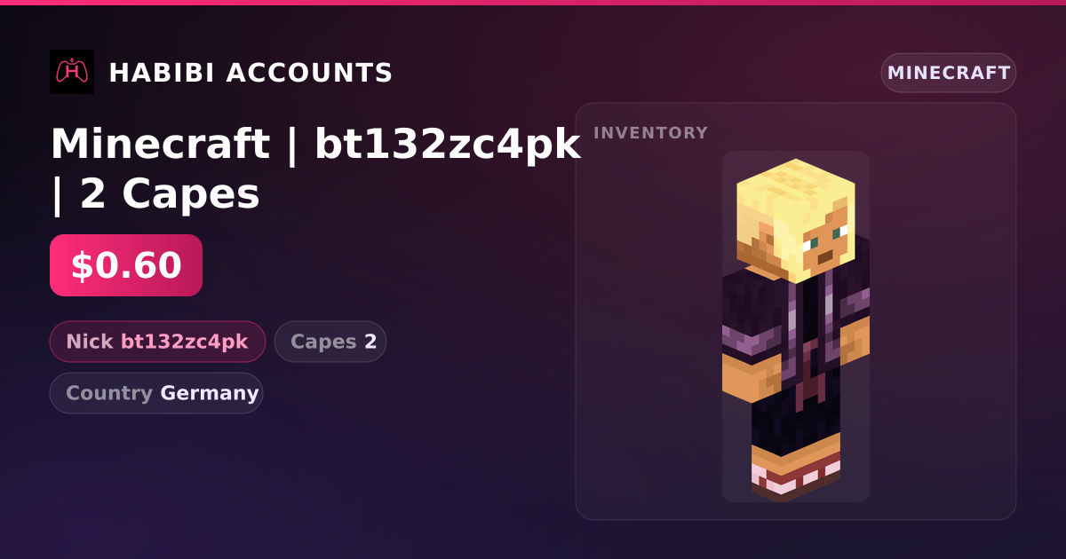 Minecraft | bt132zc4pk | 2 Capes — HabibiAccounts