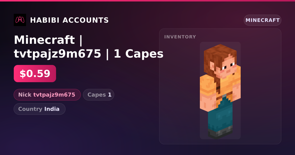 Minecraft | tvtpajz9m675 | 1 Capes — HabibiAccounts
