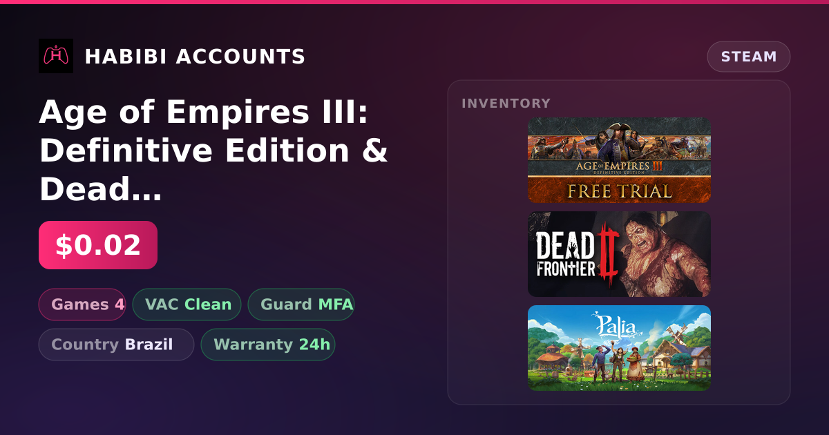 Age of Empires III: Definitive Edition & Dead Frontier 2 — HabibiAccounts
