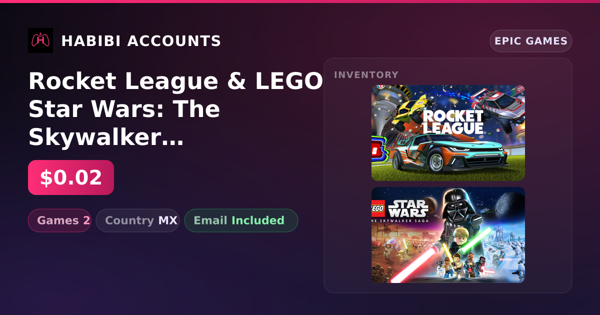 Rocket League & LEGO Star Wars: The Skywalker Saga | 2 Games — HabibiAccounts