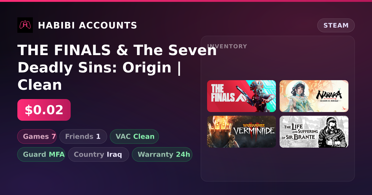 THE FINALS & The Seven Deadly Sins: Origin | Clean — HabibiAccounts