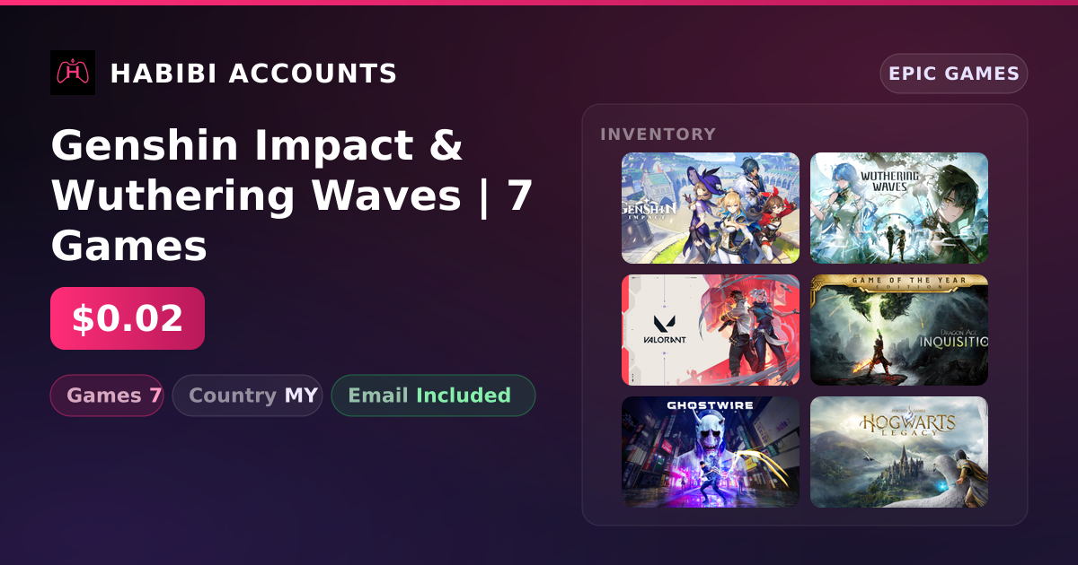 Genshin Impact & Wuthering Waves | 7 Games — HabibiAccounts