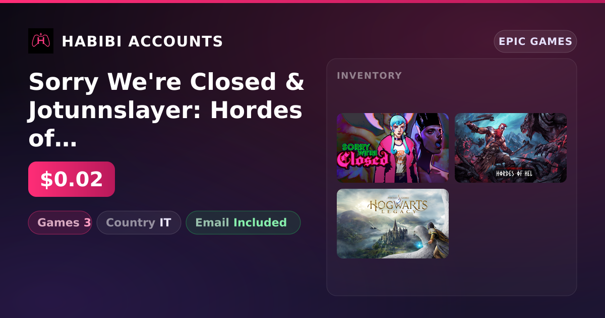 Sorry We're Closed & Jotunnslayer: Hordes of Hel | 3 Games — HabibiAccounts