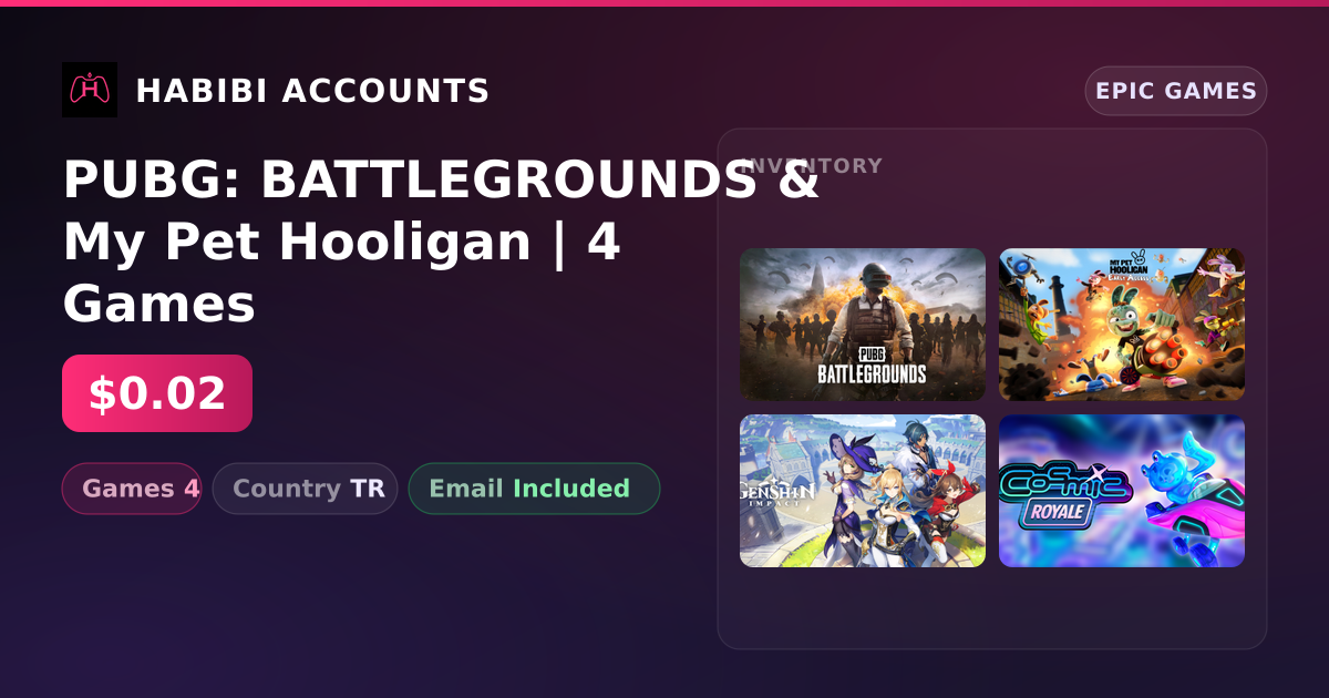 PUBG: BATTLEGROUNDS & My Pet Hooligan | 4 Games — HabibiAccounts