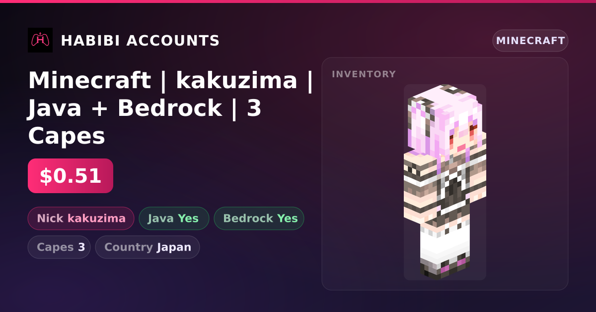 Minecraft | kakuzima | Java + Bedrock | 3 Capes — HabibiAccounts