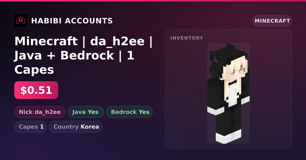 Minecraft | da_h2ee | Java + Bedrock | 1 Capes — HabibiAccounts
