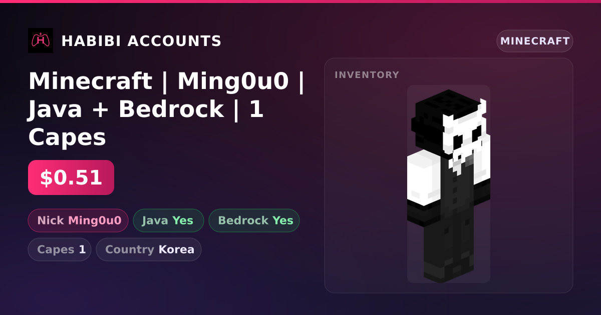 Minecraft | Ming0u0 | Java + Bedrock | 1 Capes — HabibiAccounts