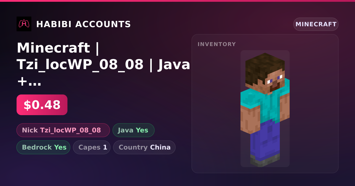 Minecraft | Tzi_locWP_08_08 | Java + Bedrock | 1 Capes — HabibiAccounts