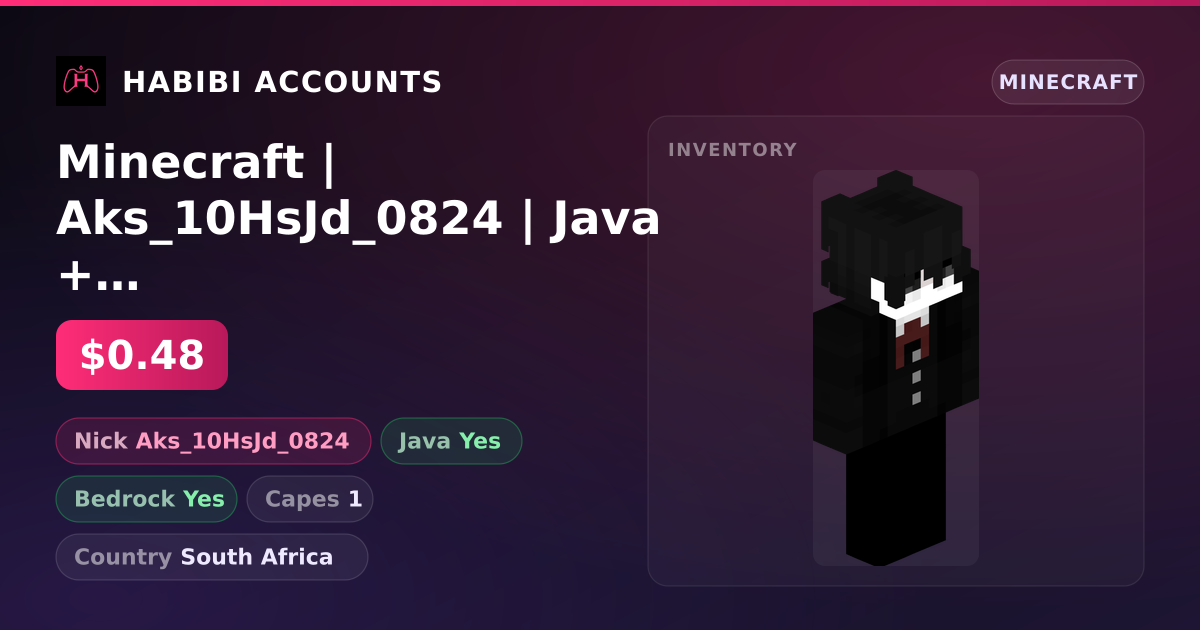 Minecraft | Aks_10HsJd_0824 | Java + Bedrock | 1 Capes — HabibiAccounts