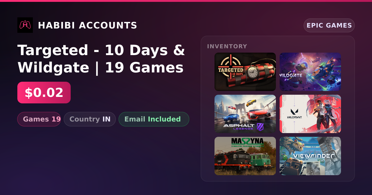 Targeted - 10 Days & Wildgate | 19 Games — HabibiAccounts