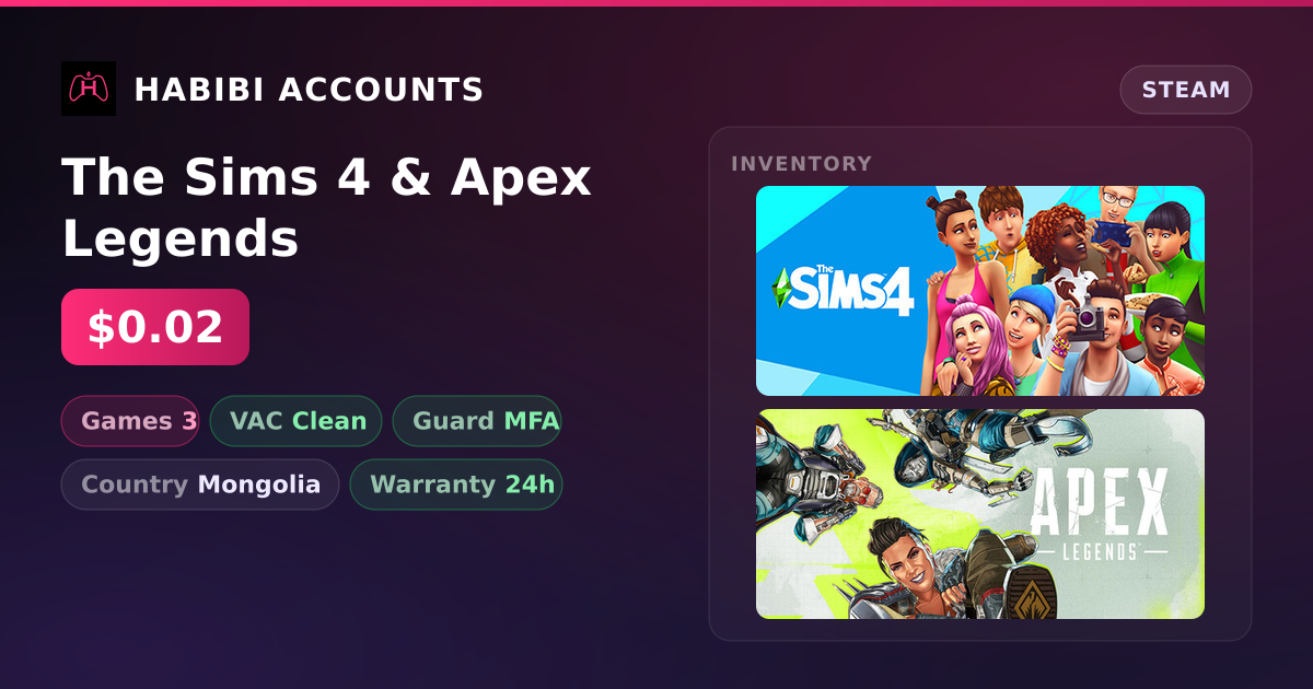 The Sims 4 & Apex Legends — HabibiAccounts