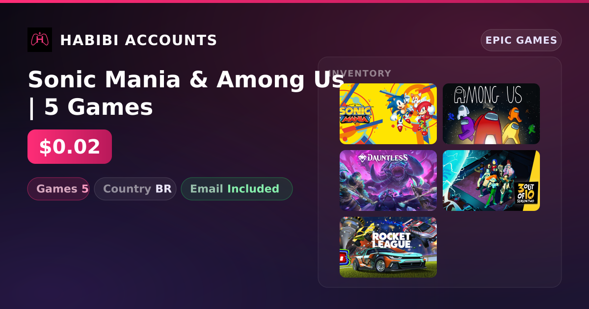 Sonic Mania & Among Us | 5 Games — HabibiAccounts