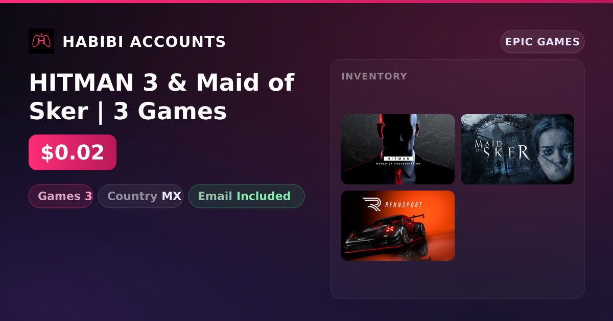 HITMAN 3 & Maid of Sker | 3 Games — HabibiAccounts
