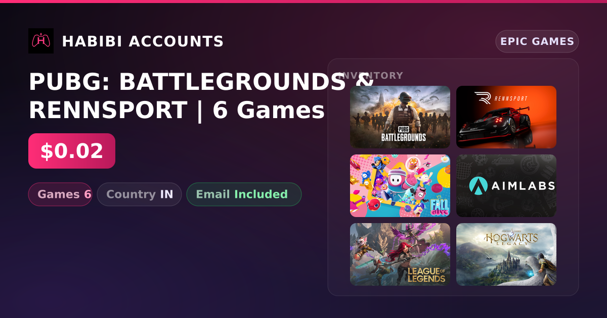 PUBG: BATTLEGROUNDS & RENNSPORT | 6 Games — HabibiAccounts
