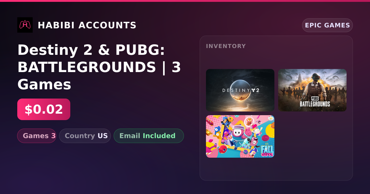 Destiny 2 & PUBG: BATTLEGROUNDS | 3 Games — HabibiAccounts