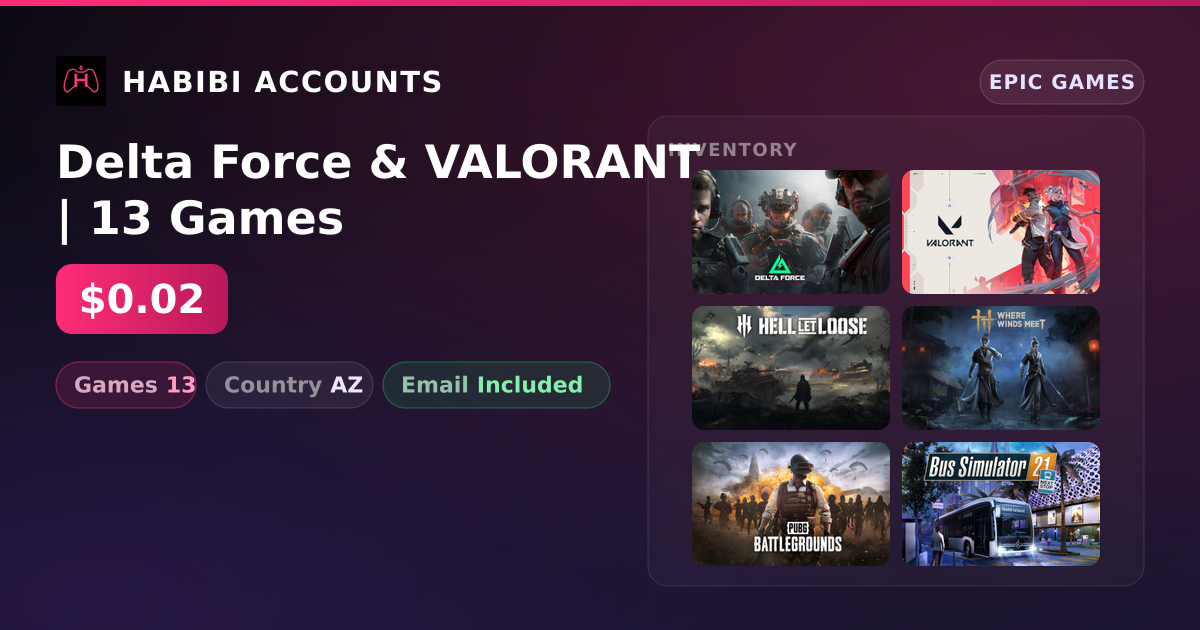 Delta Force & VALORANT | 13 Games — HabibiAccounts