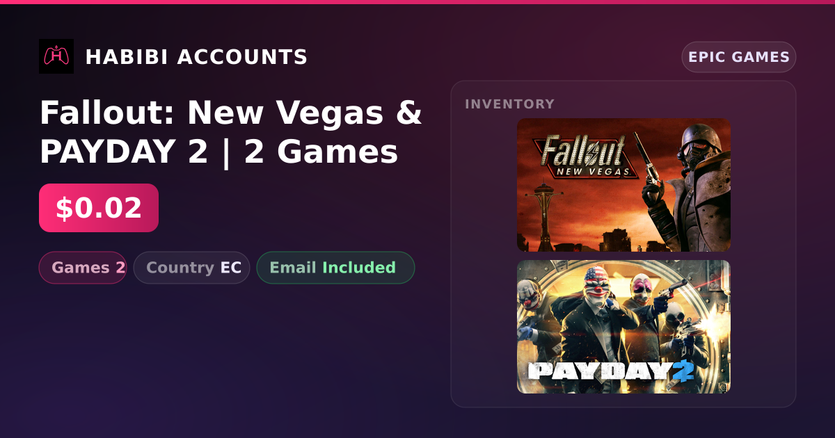 Fallout: New Vegas & PAYDAY 2 | 2 Games — HabibiAccounts