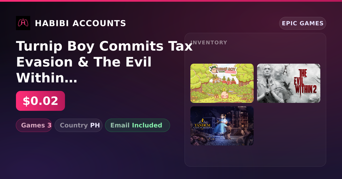 Turnip Boy Commits Tax Evasion & The Evil Within 2 | 3 Games — HabibiAccounts