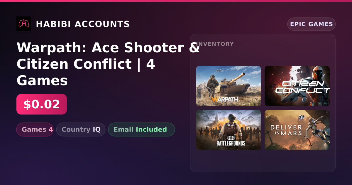 Warpath: Ace Shooter & Citizen Conflict | 4 Games — HabibiAccounts