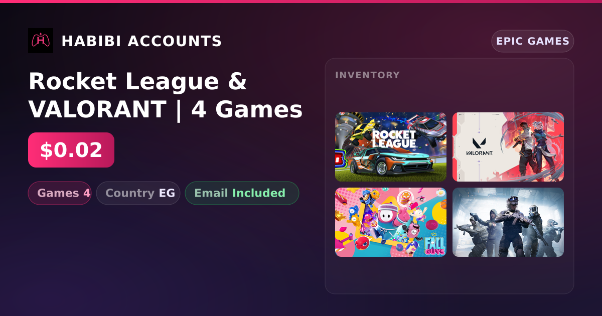 Rocket League & VALORANT | 4 Games — HabibiAccounts