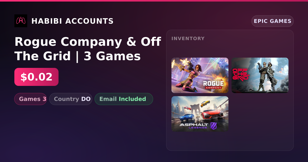 Rogue Company & Off The Grid | 3 Games — HabibiAccounts