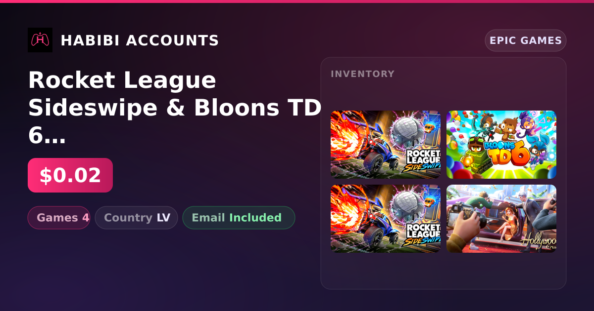 Rocket League Sideswipe & Bloons TD 6 | 4 Games — HabibiAccounts