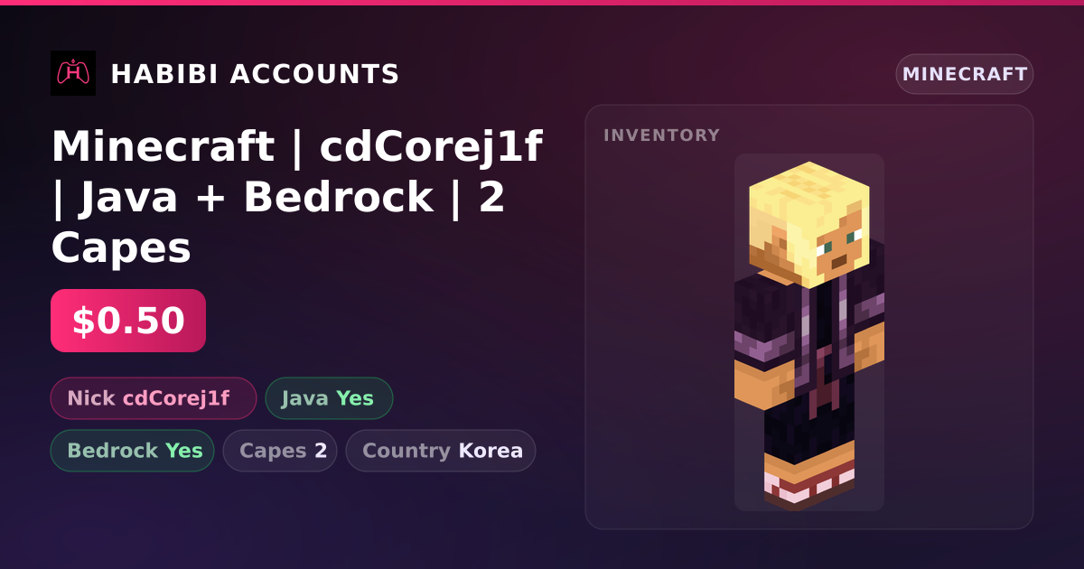 Minecraft | cdCorej1f | Java + Bedrock | 2 Capes — HabibiAccounts