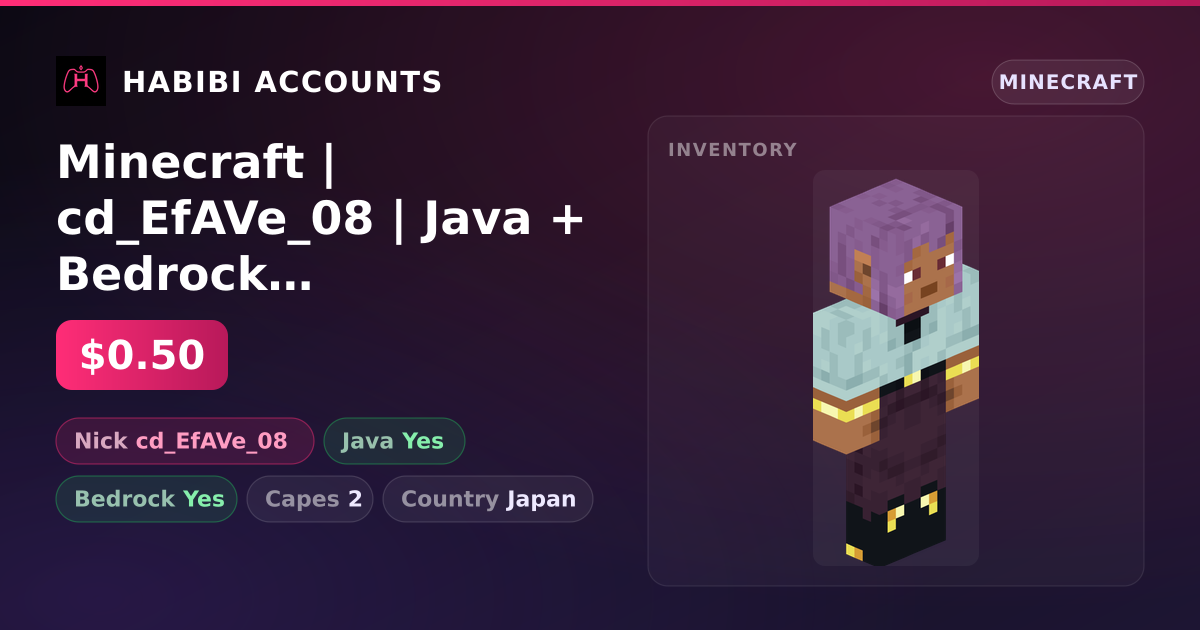 Minecraft | cd_EfAVe_08 | Java + Bedrock | 2 Capes — HabibiAccounts