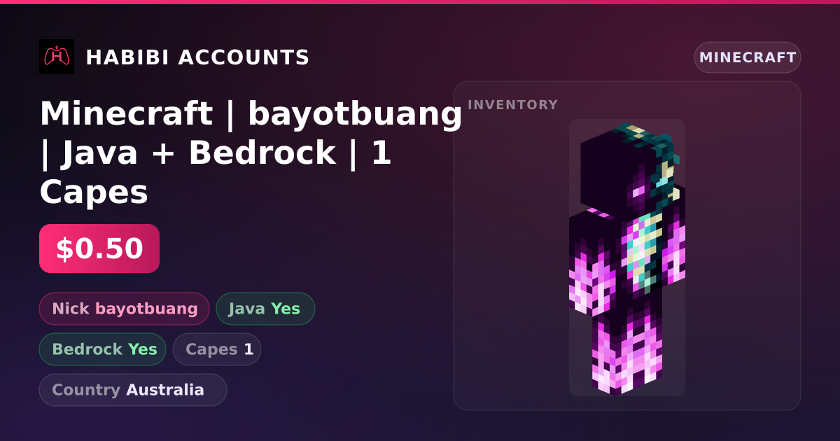 Minecraft | bayotbuang | Java + Bedrock | 1 Capes — HabibiAccounts