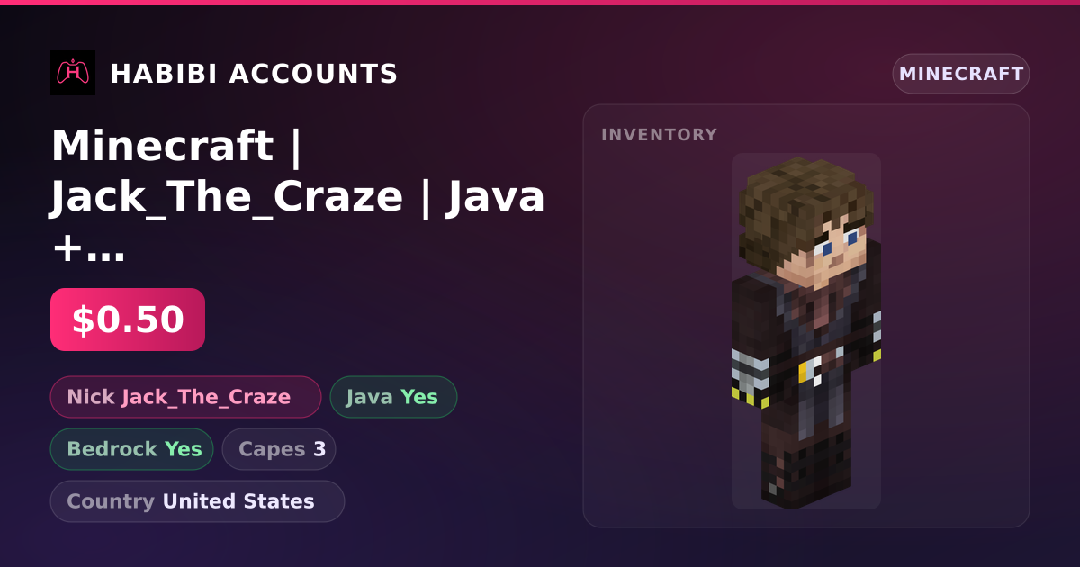 Minecraft | Jack_The_Craze | Java + Bedrock | 3 Capes — HabibiAccounts