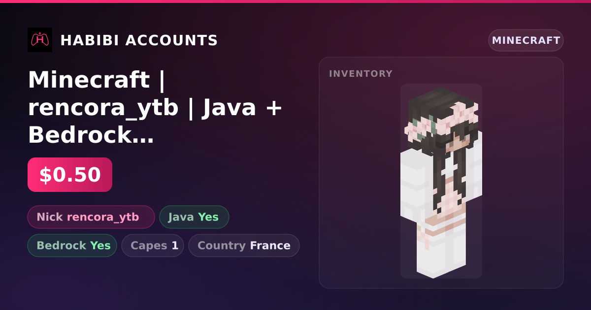Minecraft | rencora_ytb | Java + Bedrock | 1 Capes — HabibiAccounts
